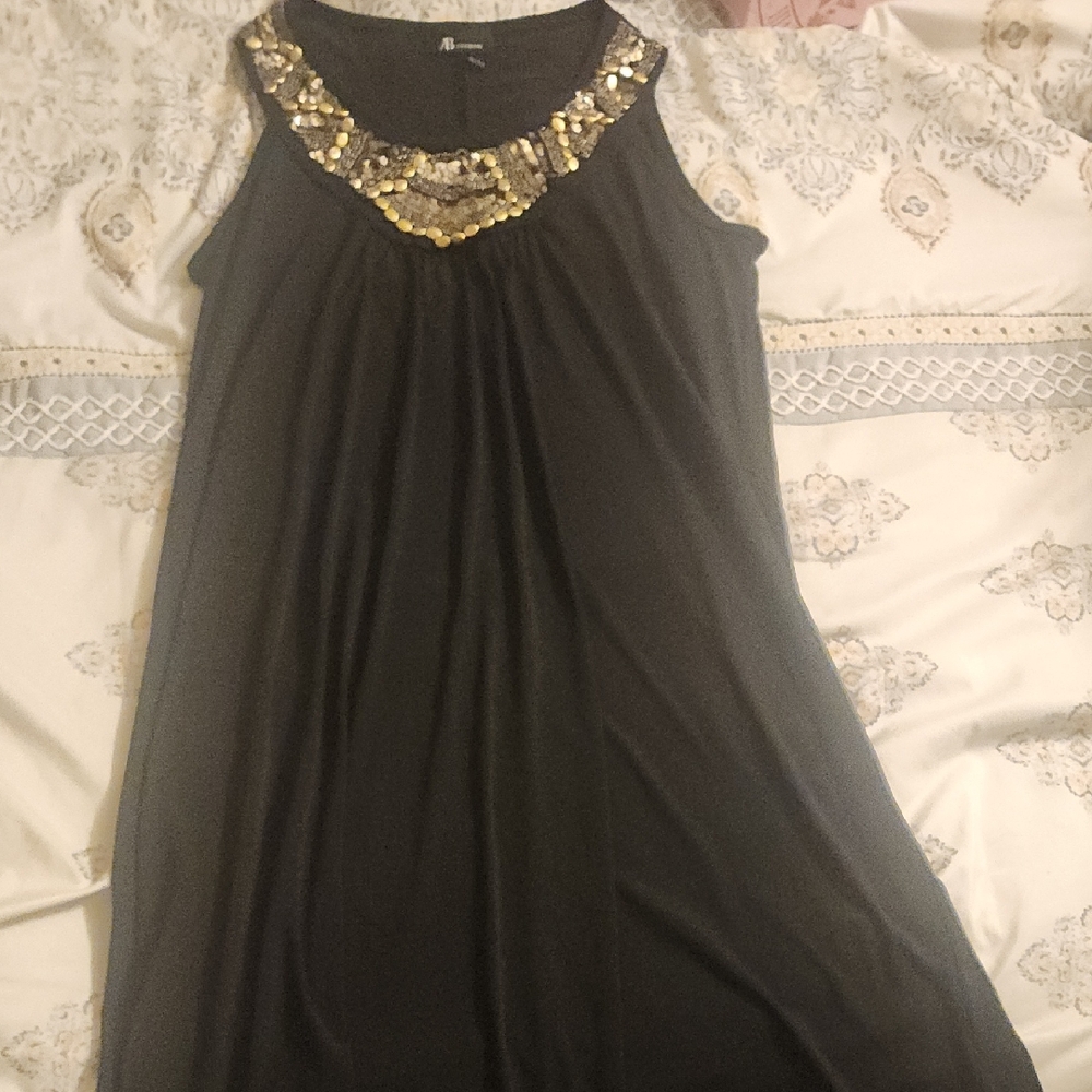 AB Studio Black Dress with Gold Accents